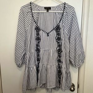 Melissa Paige Blue and White Striped Blouse